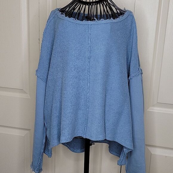 Anthropologie Oversized Blue Sweatshirt Size Small - Picture 2 of 4